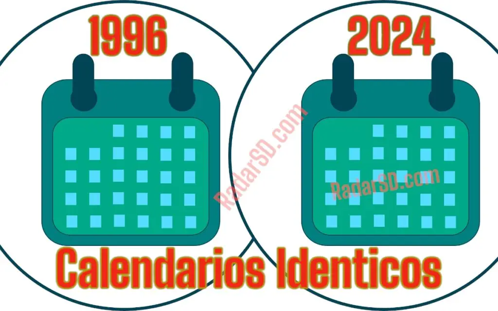 Calendarios del año 1996 y 2024 son identicos