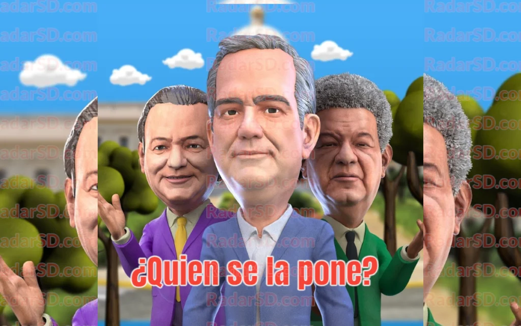 Quien se la pone, caricatura Luis Abinader,leonel y abel martinez