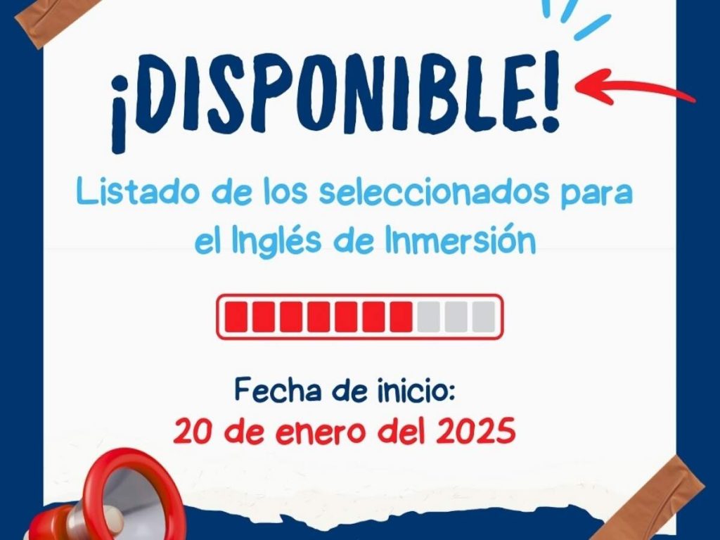 Listado oficial de seleccionados para el Inglés de Inmersión 2025