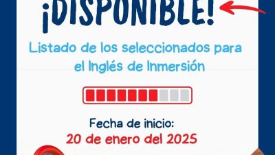 Listado oficial de seleccionados para el Inglés de Inmersión 2025