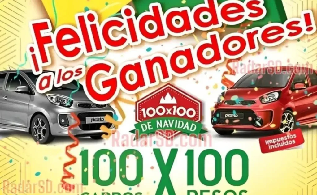 Boletos ganadores del sorteo 100 x 100 de Navidad de Leidsa