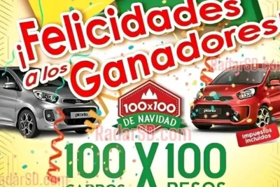 Boletos ganadores del sorteo 100 x 100 de Navidad de Leidsa